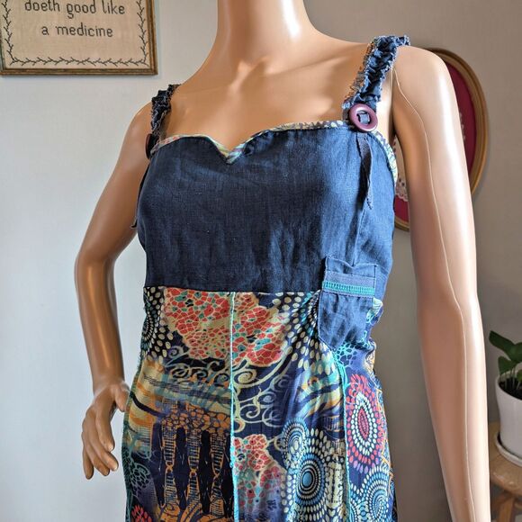 Vintage Y2K Quinze Heures Trente Paris Mesh Dress Ruffle Cottage Midi Size 3/XL - Picture 13 of 14